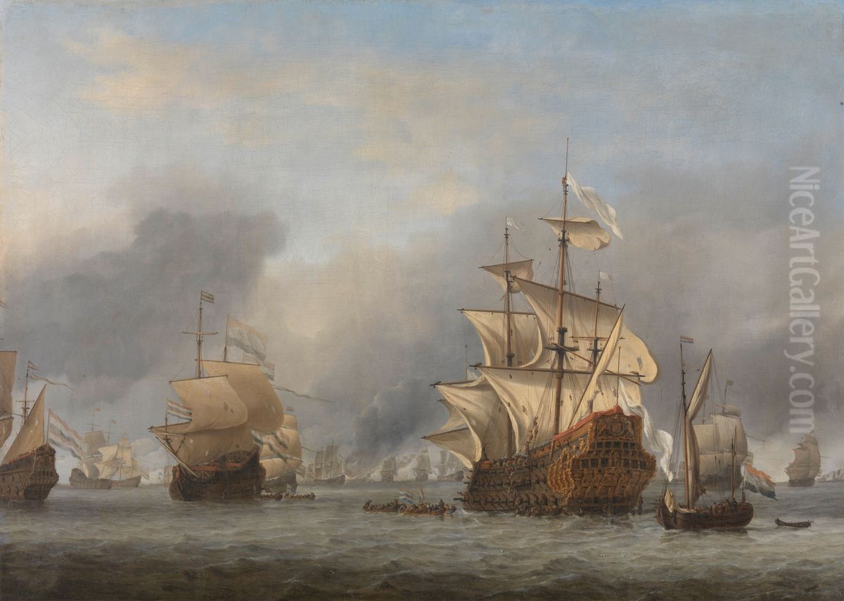 De verovering van de Royal Prince Oil Painting by Willem van de Velde the Younger