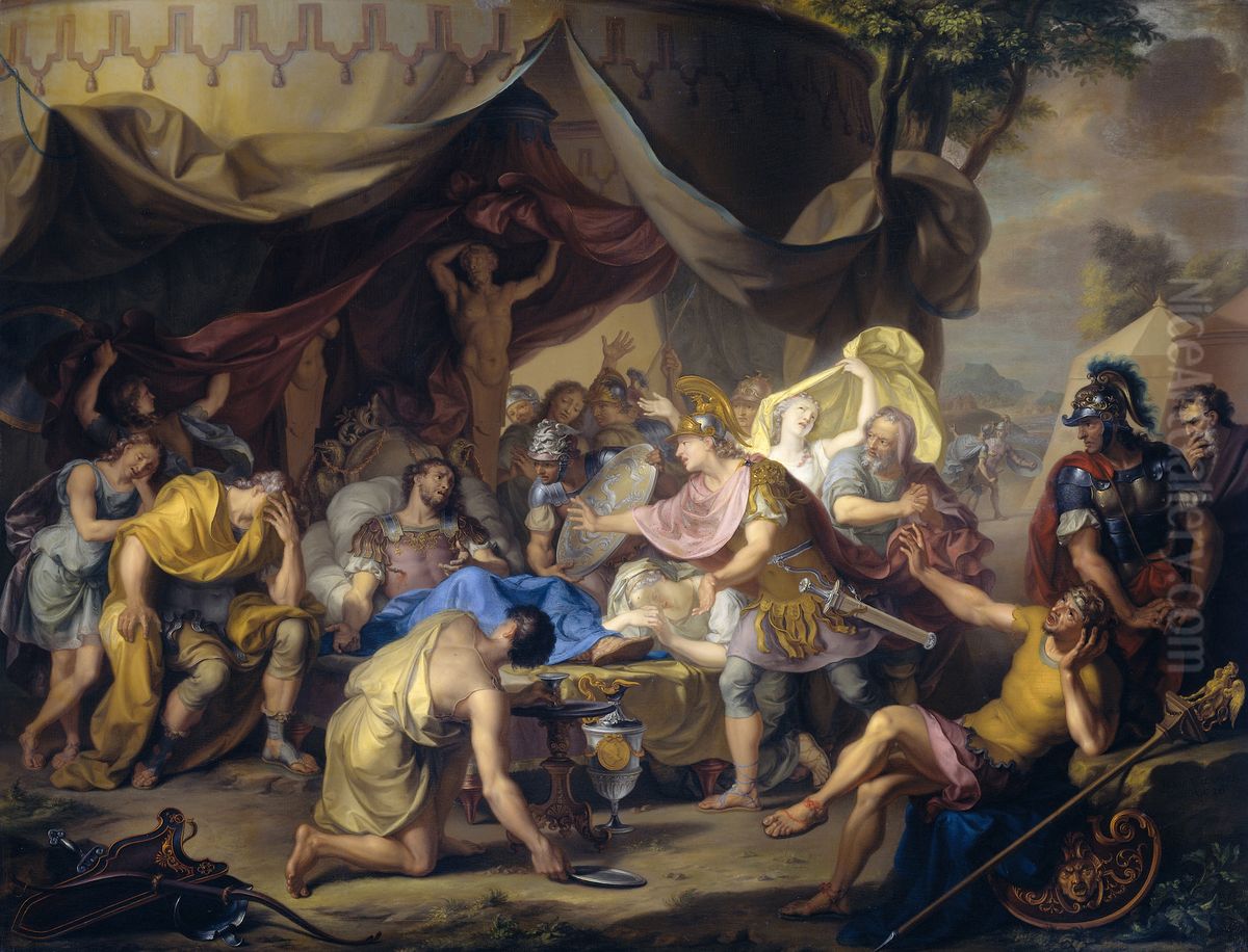 The Death of Epaminondas Oil Painting by Isaac Walraven