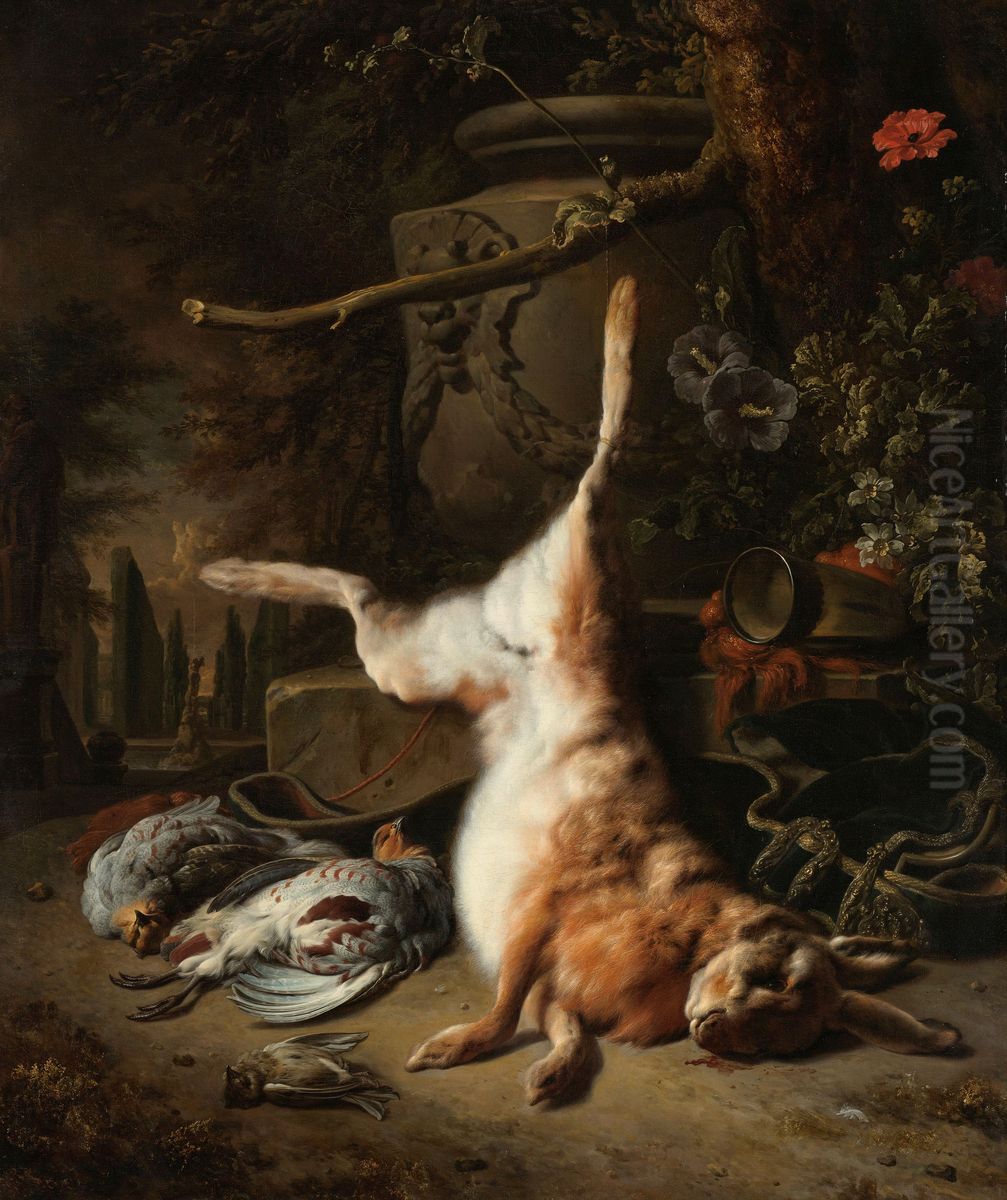 Stilleven met haas en andere jachtbuit Oil Painting by Jan Weenix