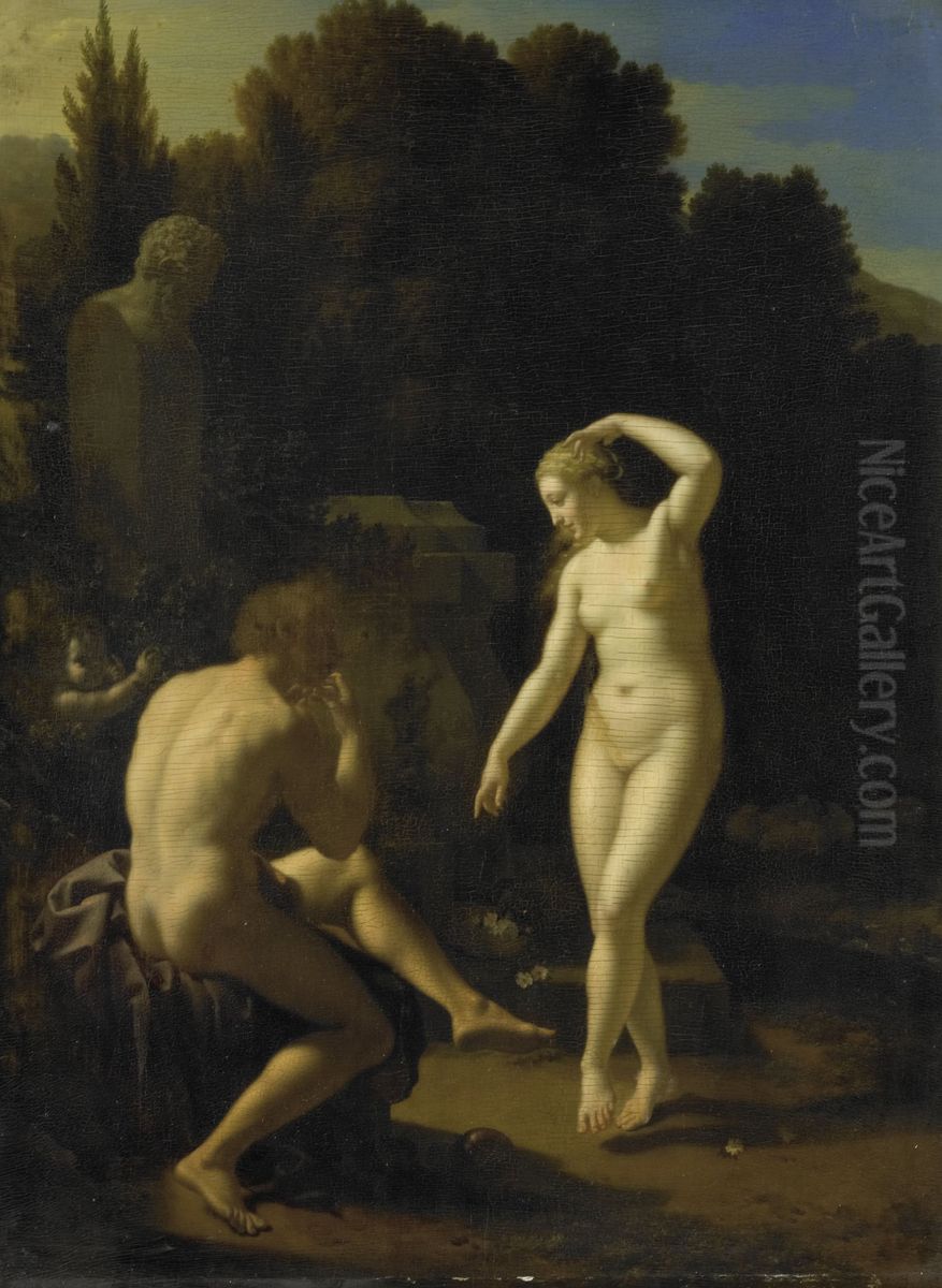 A Nymph Dancing to a Shepherd's Flute-Playing Oil Painting by Adriaen Van Der Werff