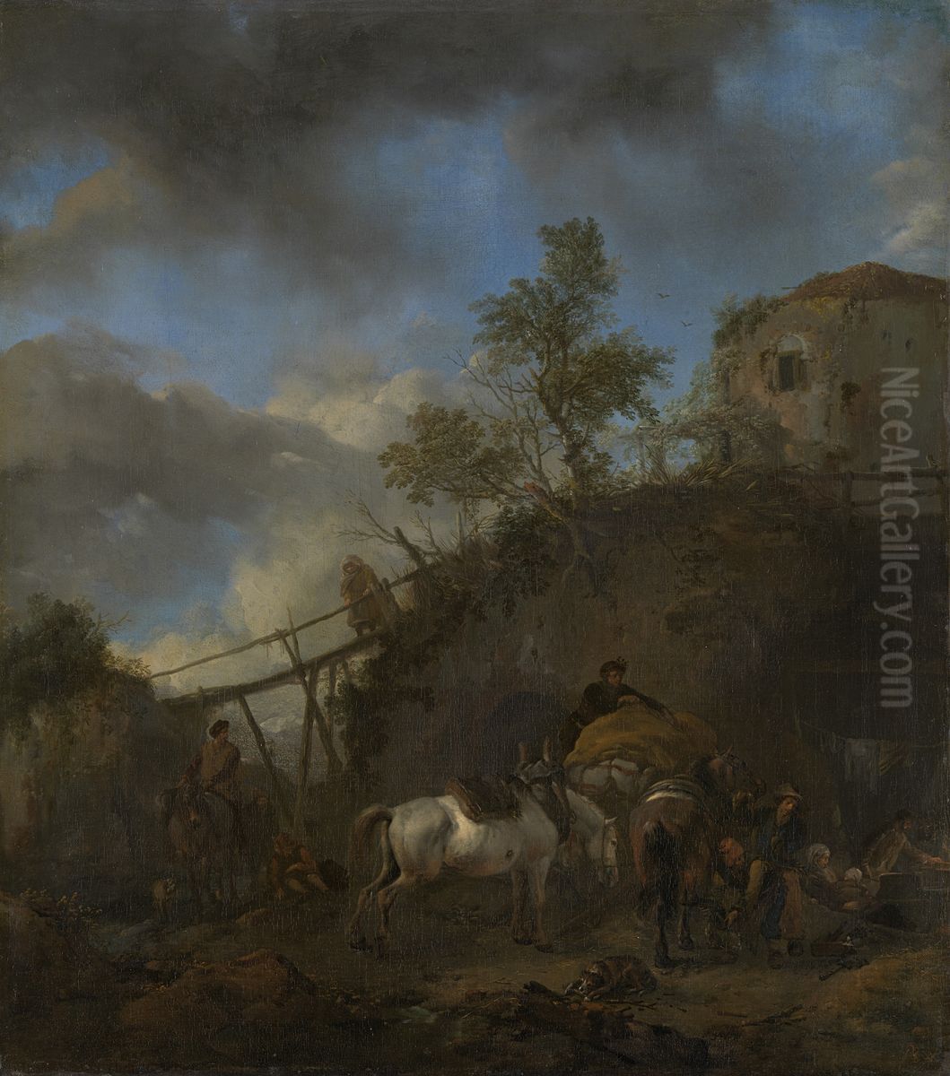 De hoefsmid Oil Painting by Philips Wouwerman