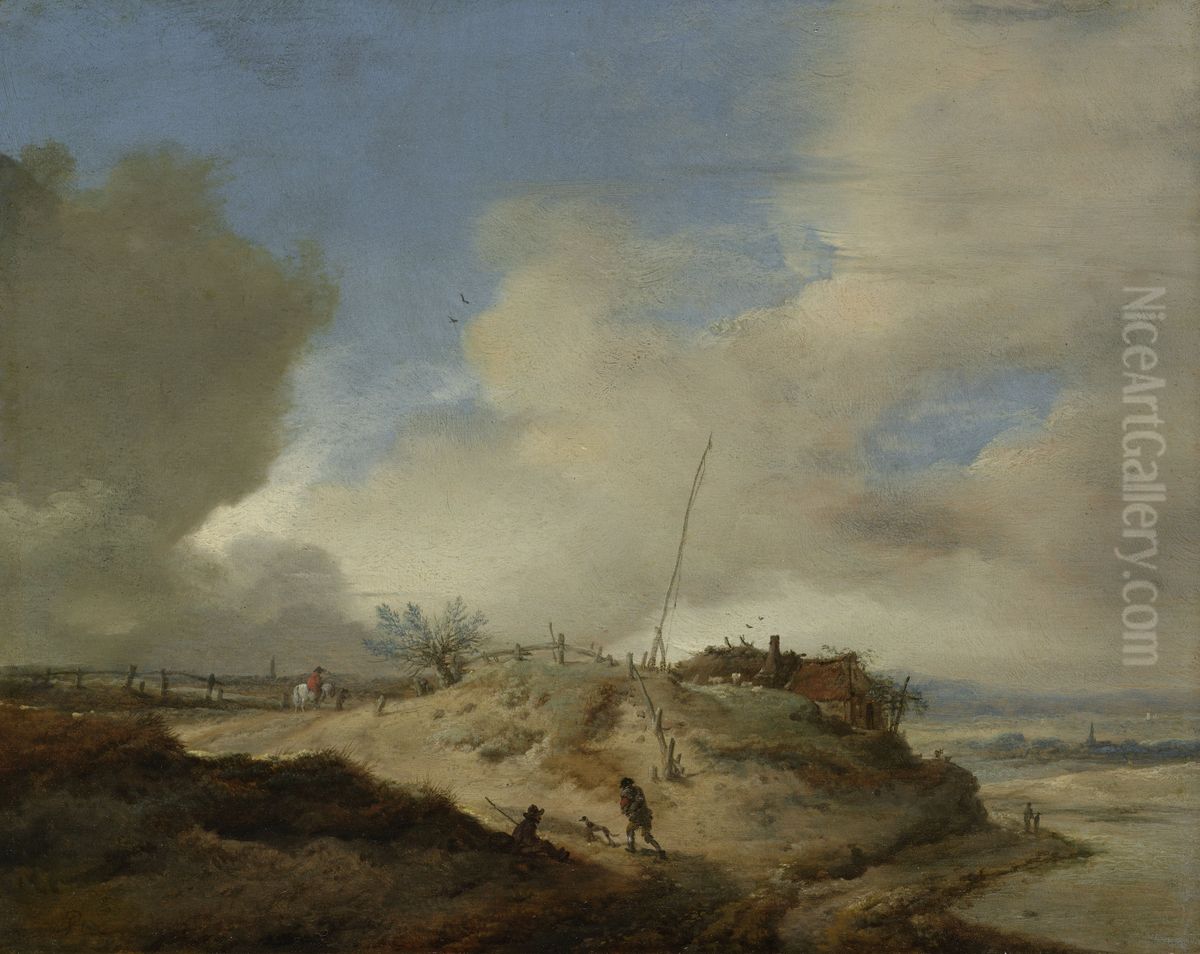 Landschap met seinpaal Oil Painting by Philips Wouwerman