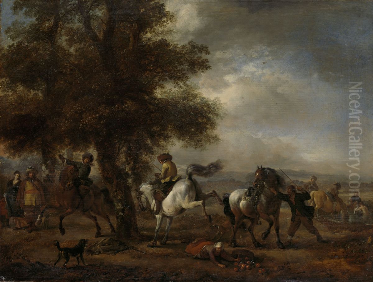 De slaande schimmel Oil Painting by Philips Wouwerman