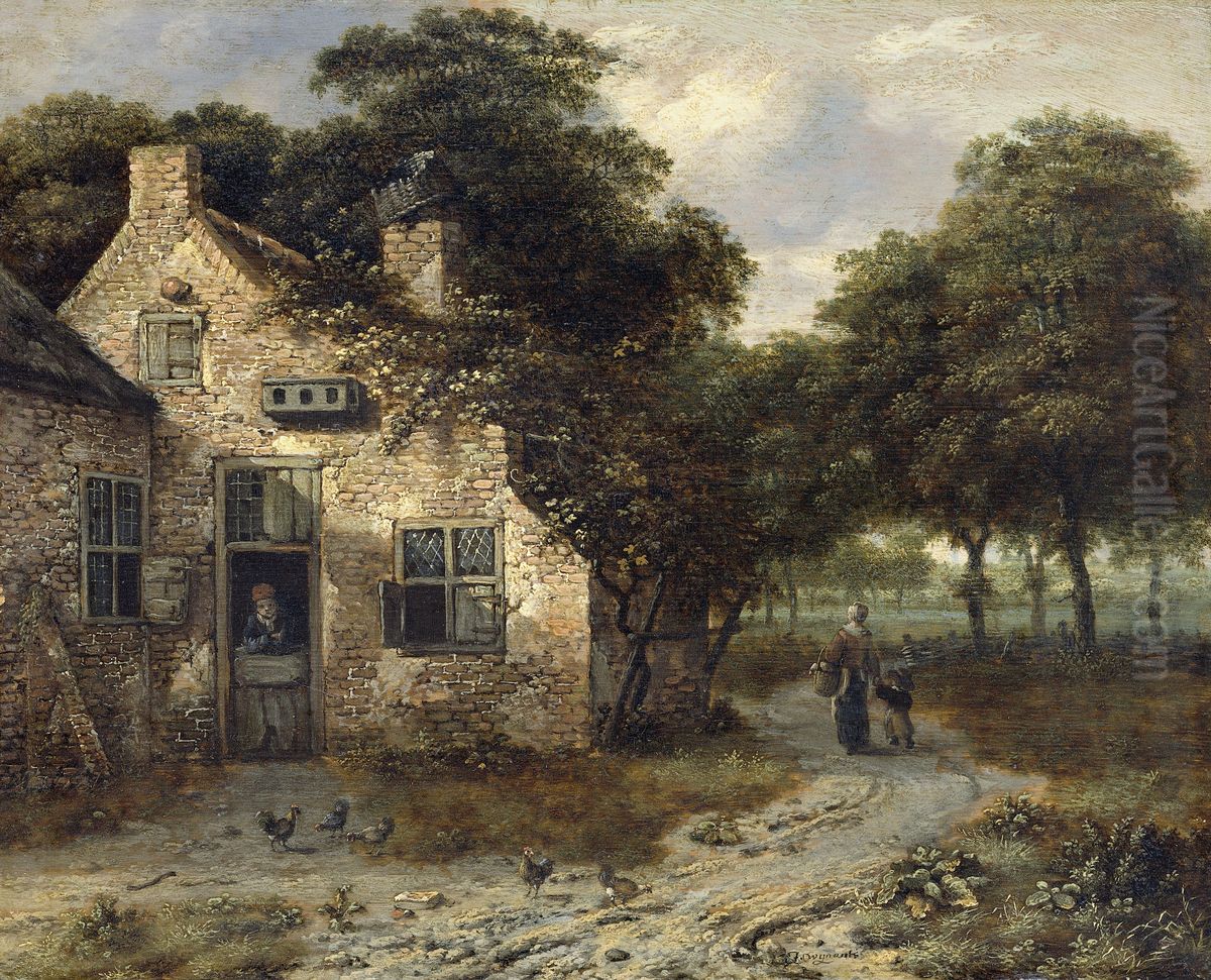 Een boerenwoning Oil Painting by Jan Wijnants