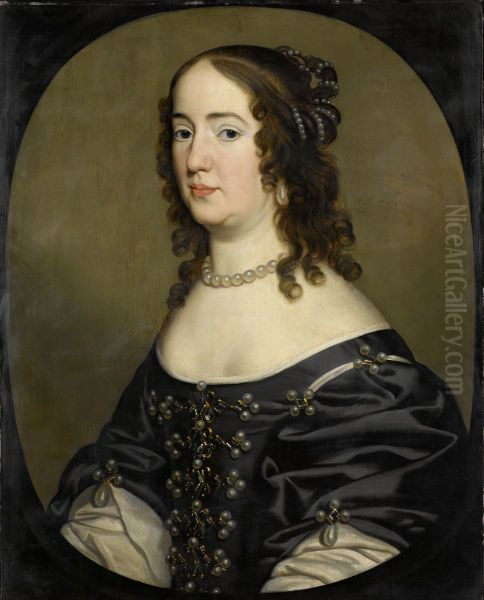 Portrait of Amalia, consort of Frederick Henry, Prince of Orange Oil Painting by Gerard van Honthorst