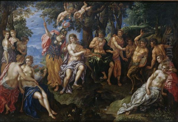 The Contest between Apollo and Pan Oil Painting by Hendrick De Clerck