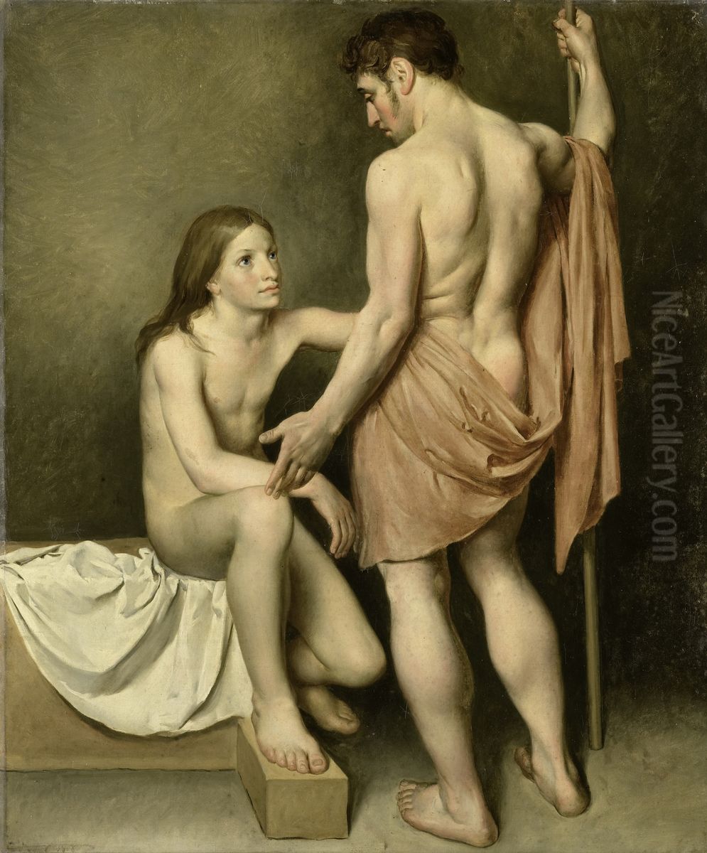 Academiestudie van een man en een vrouw Oil Painting by Woutherus Mol
