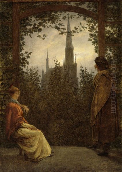 Gazebo (Gazebo in Greifswald) Oil Painting by Caspar David Friedrich