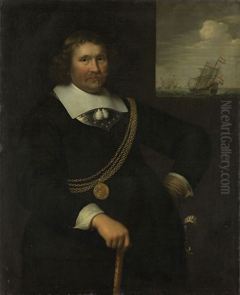 Jan Cornelisz Meppel (1609-69). Luitenant-admiraal van Holland en West-Friesland Oil Painting by Jan Albertsz Rotius