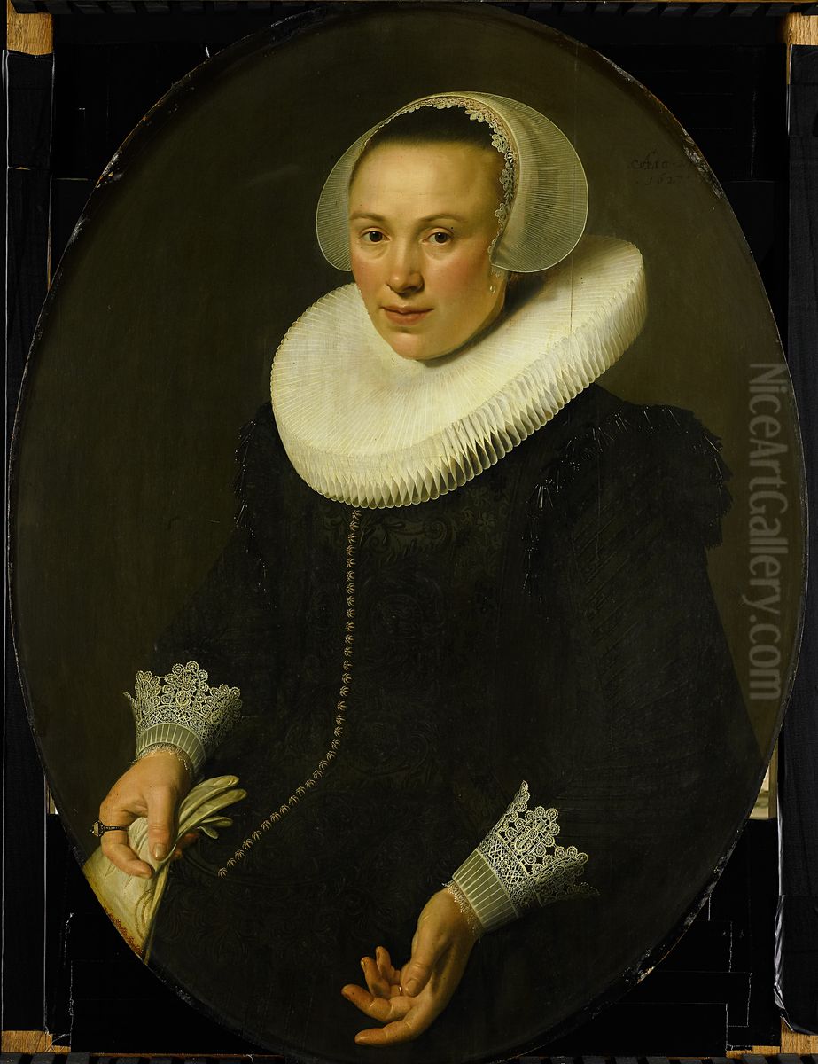 Portret van Maria Joachimsdr Swartenhont (1598-1631) Oil Painting by Nicolaes Eliaszoon Pickenoy