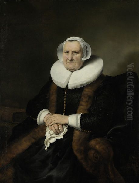 Portret van een oude dame, mogelijk Elisabeth Bas Oil Painting by Ferdinand Bol