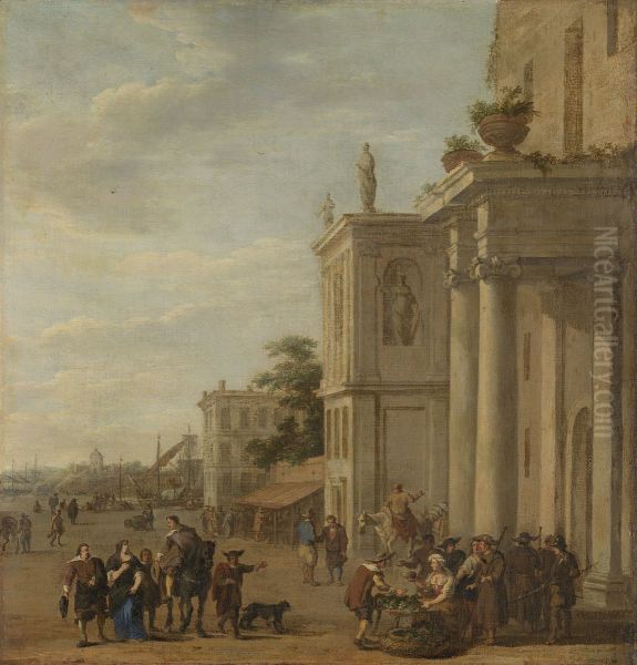 Italiaans marktplein Oil Painting by Jacob Van Der Ulft