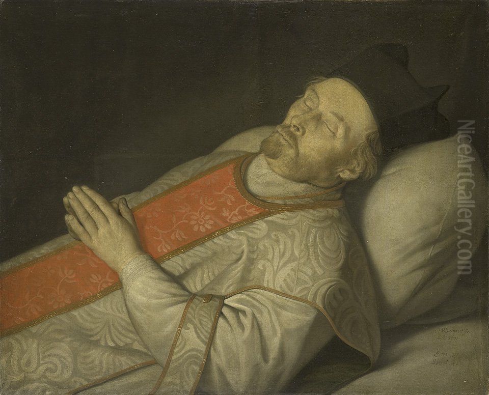 Johannes Puttkammer (1600-71). Licentiate in theology at the university of Utrecht, on his deathbed Oil Painting by Hendrick Bloemaert