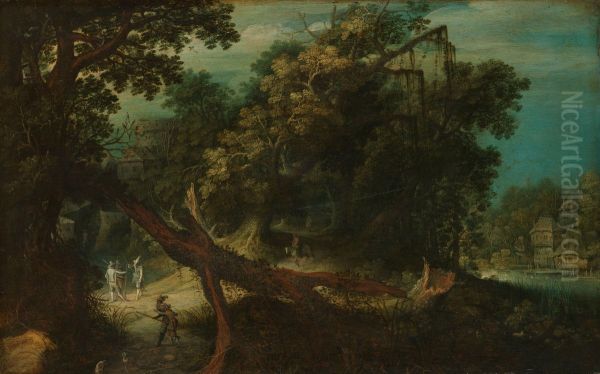 Mountainous landscape Oil Painting by Adriaen Van Stalbemt
