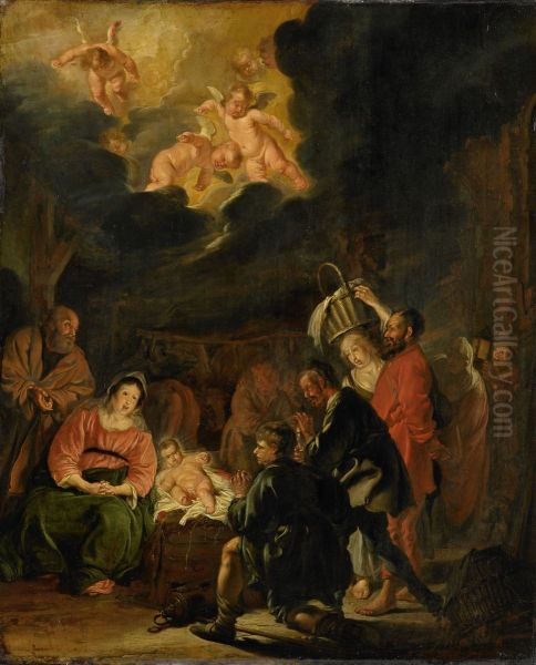 De aanbidding der herders Oil Painting by Pieter Codde
