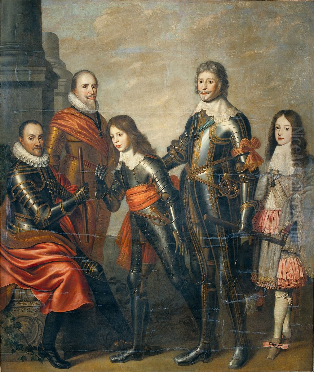 William I, Maurice and Frederick Henry, William II and William III Oil Painting by Pieter Nason