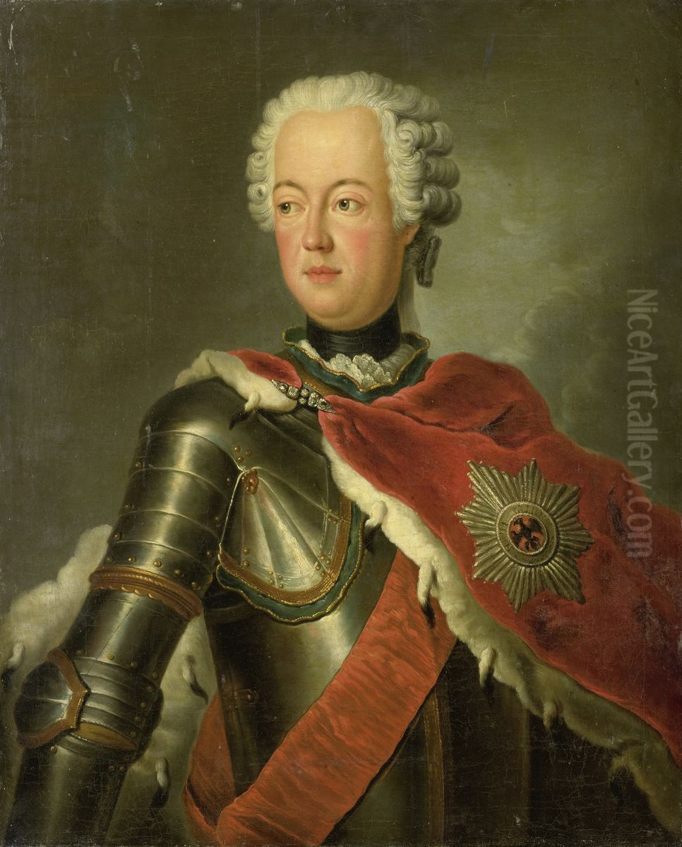 Portrait of August Wilhelm (1722-58), Prince of Prussia Oil Painting by Antoine Pesne