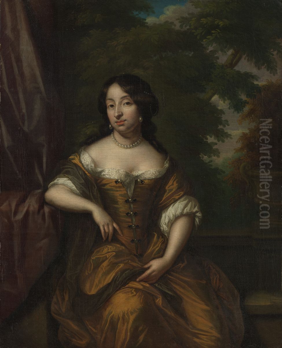 Anna Maria Hoeufft (1646-1715). Echtgenote van Jan Boudaen Courten Oil Painting by Caspar Netscher