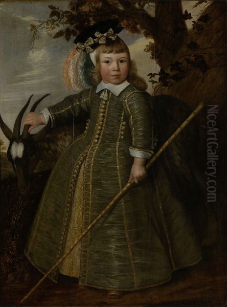 Portret van een jongetje met een bok Oil Painting by Jan Albertsz Rotius