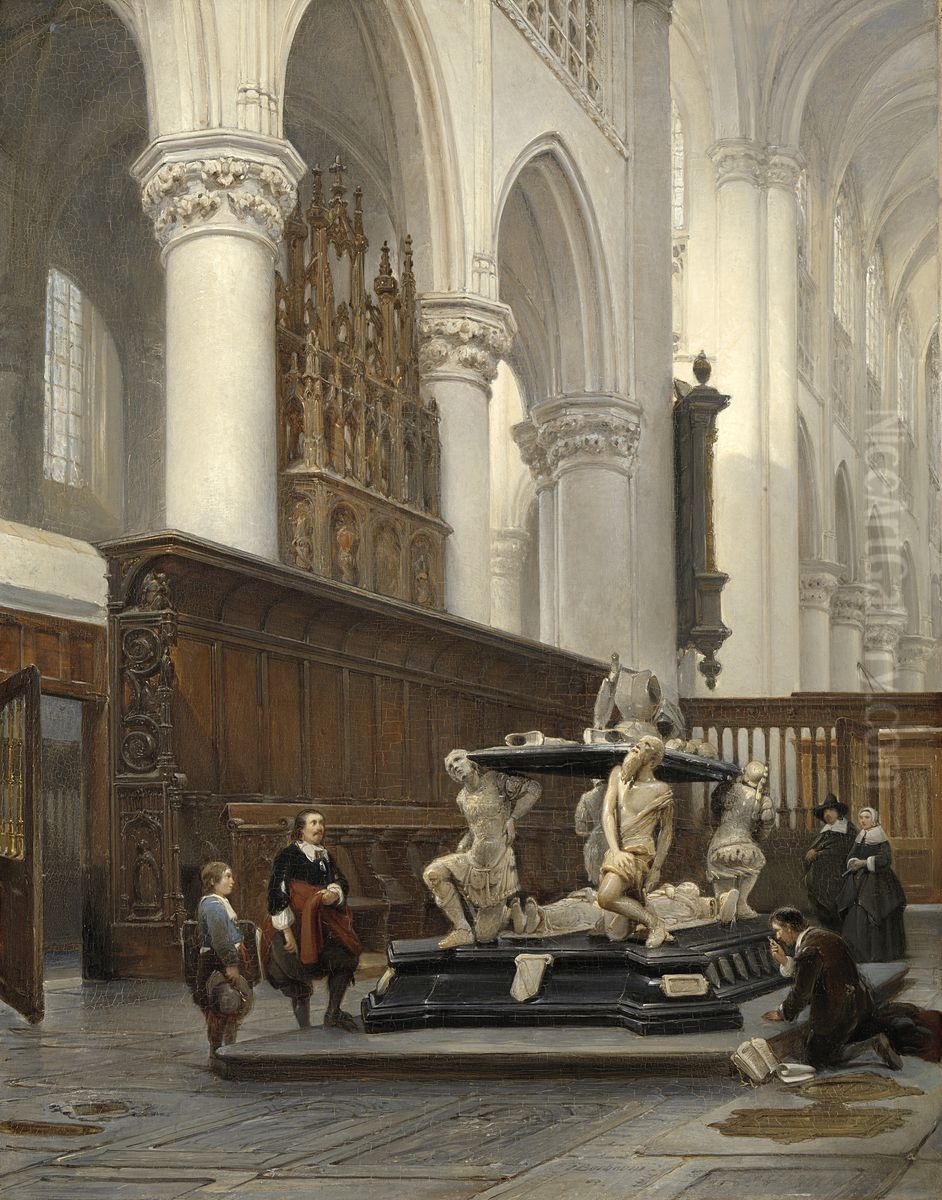 The choir of the Church of Our Lady in Breda with the Tomb of Engelbert II of Nassau Oil Painting by Johannes Bosboom