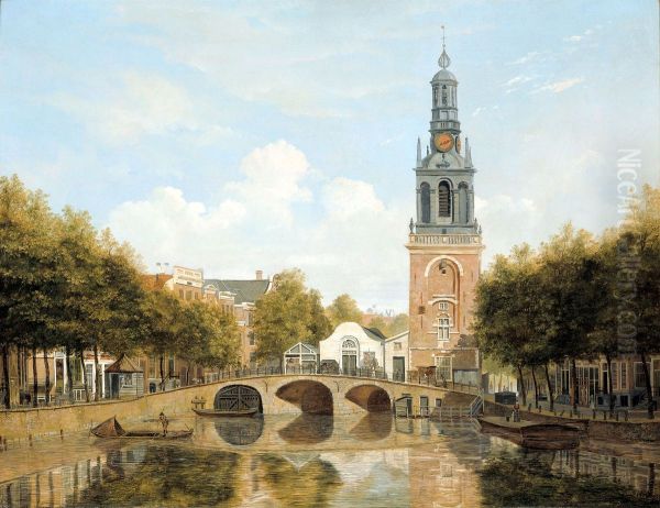 The Torensluis and the Jan Roodenpoortstoren in Amsterdam Oil Painting by Hendrik Gerrit ten Cate