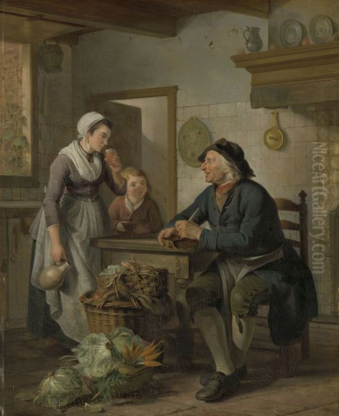Morgenbezoek Oil Painting by Adriaan de Lelie