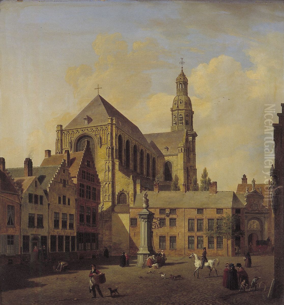 De Veemarkt met de Sint Pauluskerk te Antwerpen Oil Painting by Pieter-Frans De Noter