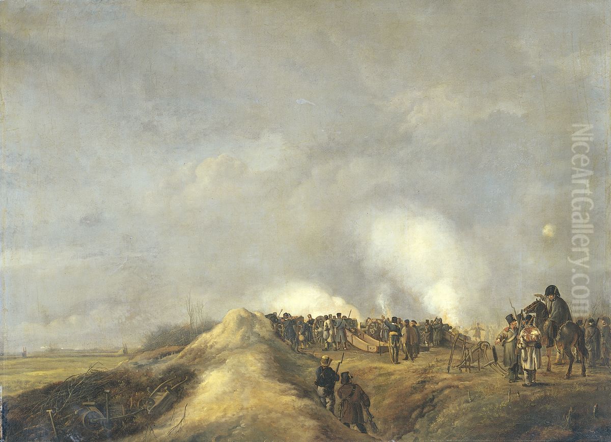 Het beschieten van Naarden, april 1814 Oil Painting by Pieter Gerardus Van Os