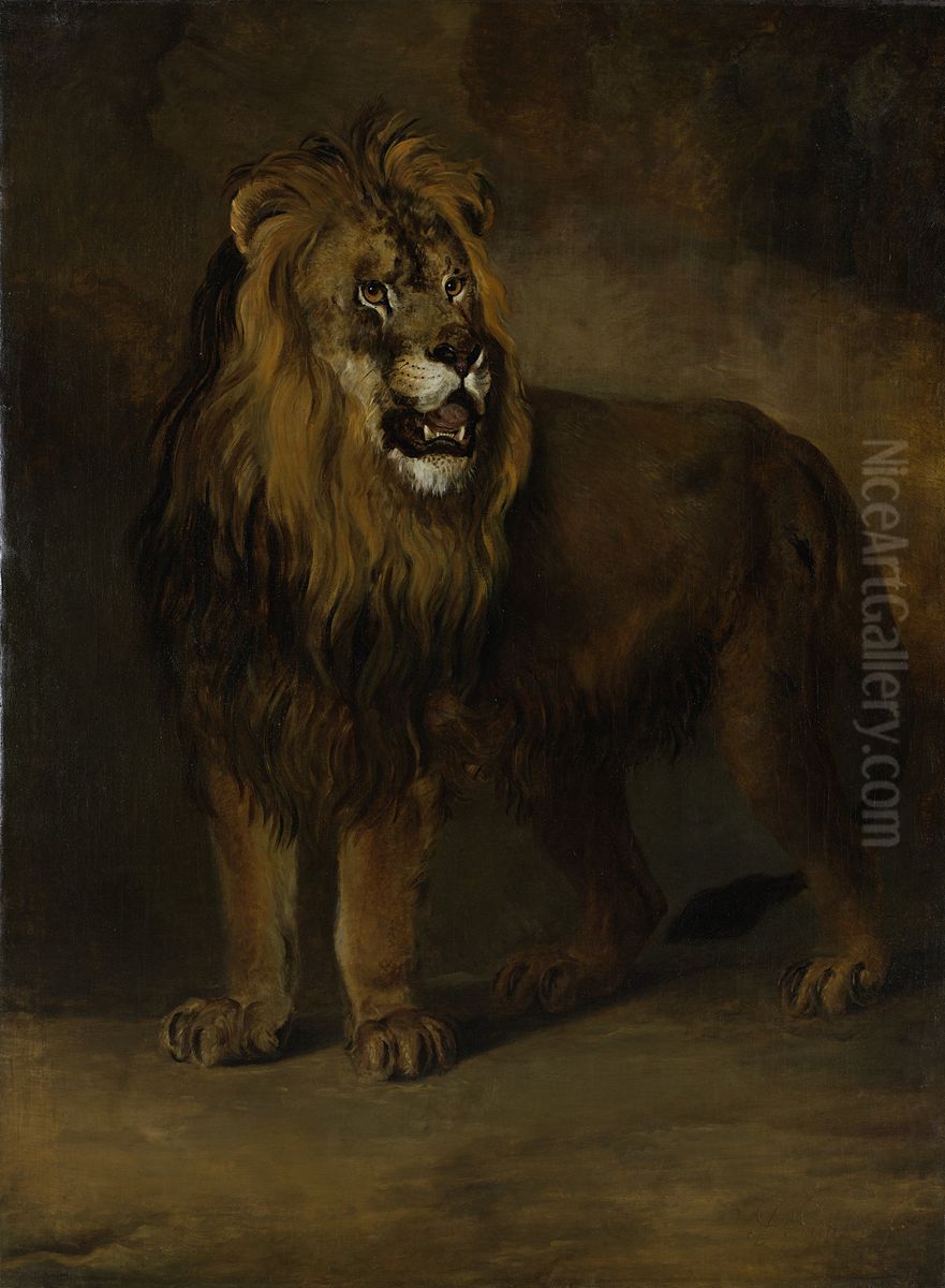 Een leeuw uit de menagerie van koning Lodewijk Napoleon, 1808 Oil Painting by Pieter Gerardus Van Os