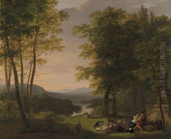 Arcadisch landschap Oil Painting by Jan Willem Pieneman