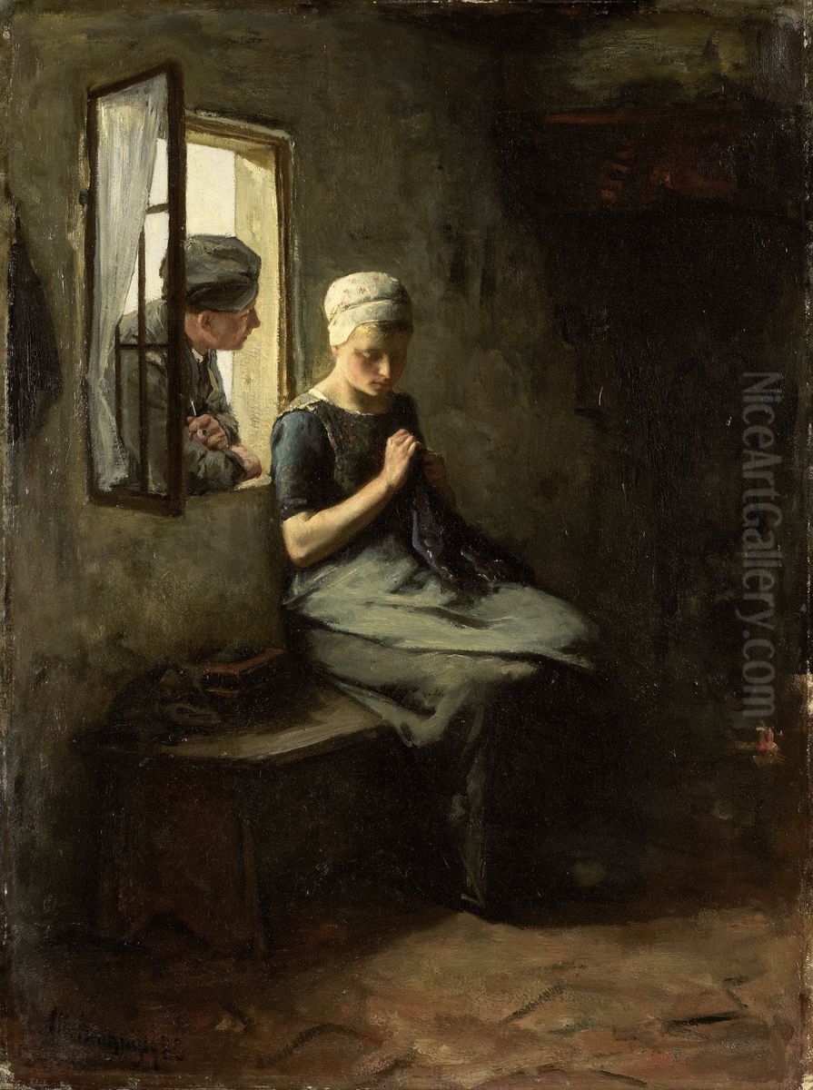 'Vissersvrijage' Oil Painting by Albert Neuhuys