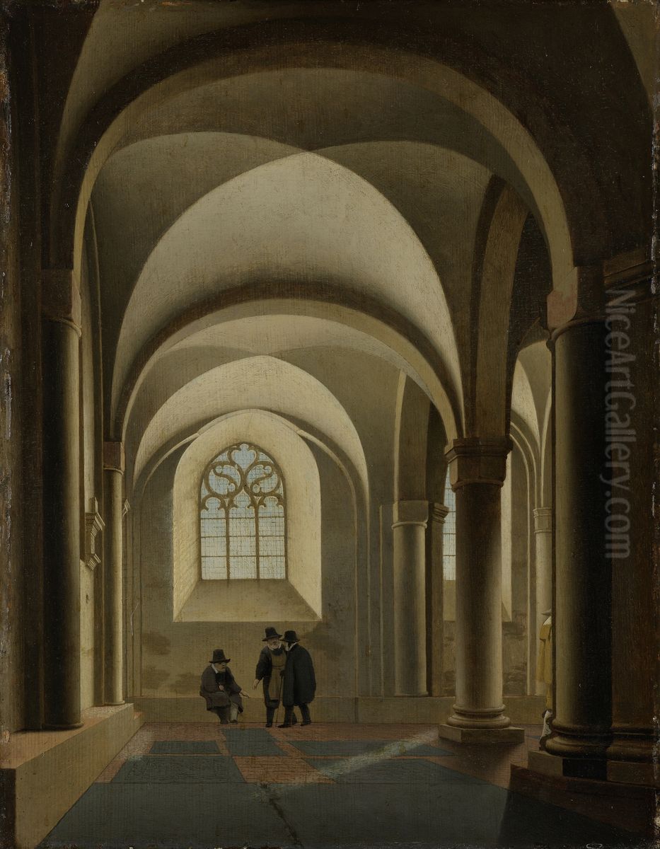 The westernmost bays of the south aisle of the Mariakerk in Utrecht Oil Painting by Pieter Jansz Saenredam