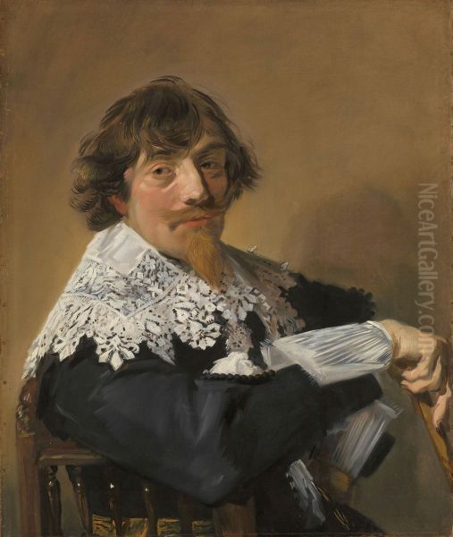 Portrait of Nicolaes Hasselaer (1593-1635) Oil Painting by Frans Hals