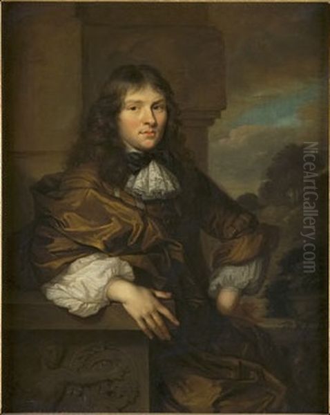 Portrait of Pieter Rendorp (1648-99), brewer of Amsterdam and owner of merchant ships trading with Norway and the Baltic Sea Oil Painting by Caspar Netscher