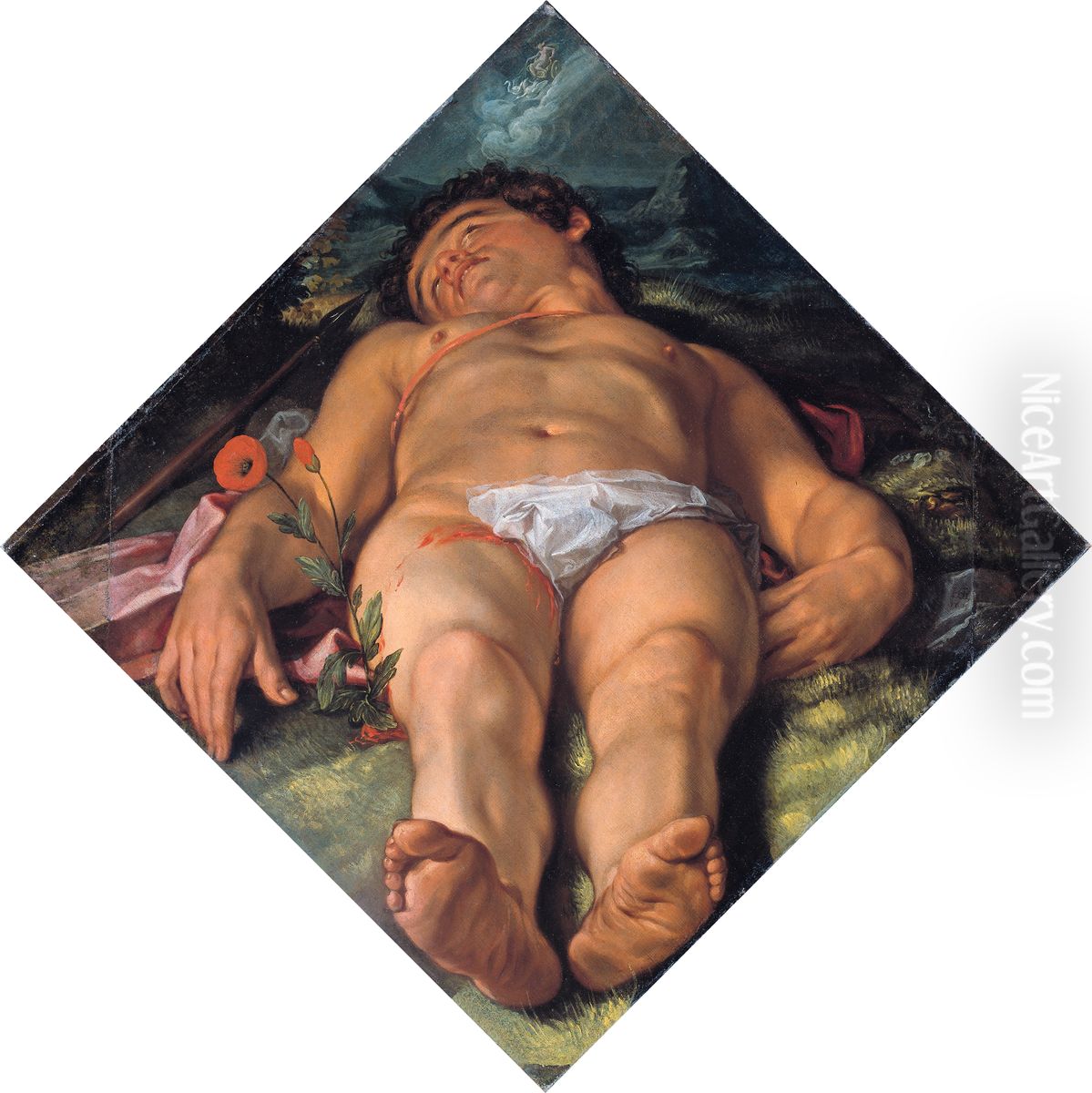 Dying Adonis.[1] Oil Painting by Goltzius Hendrick