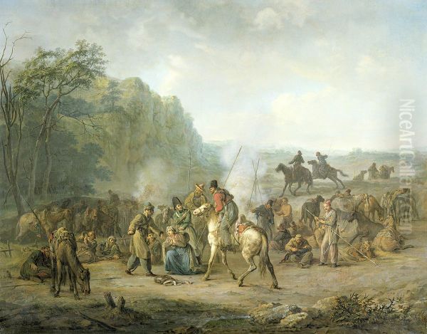 Kozakkennachtleger, 1813 Oil Painting by Louis Moritz
