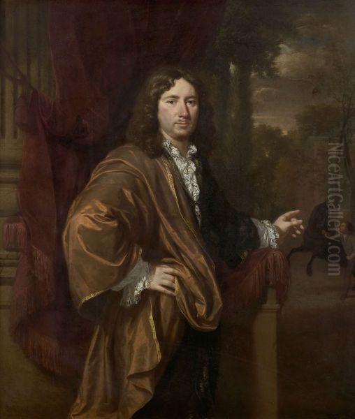 Portret van een man Oil Painting by Jan Verkolje