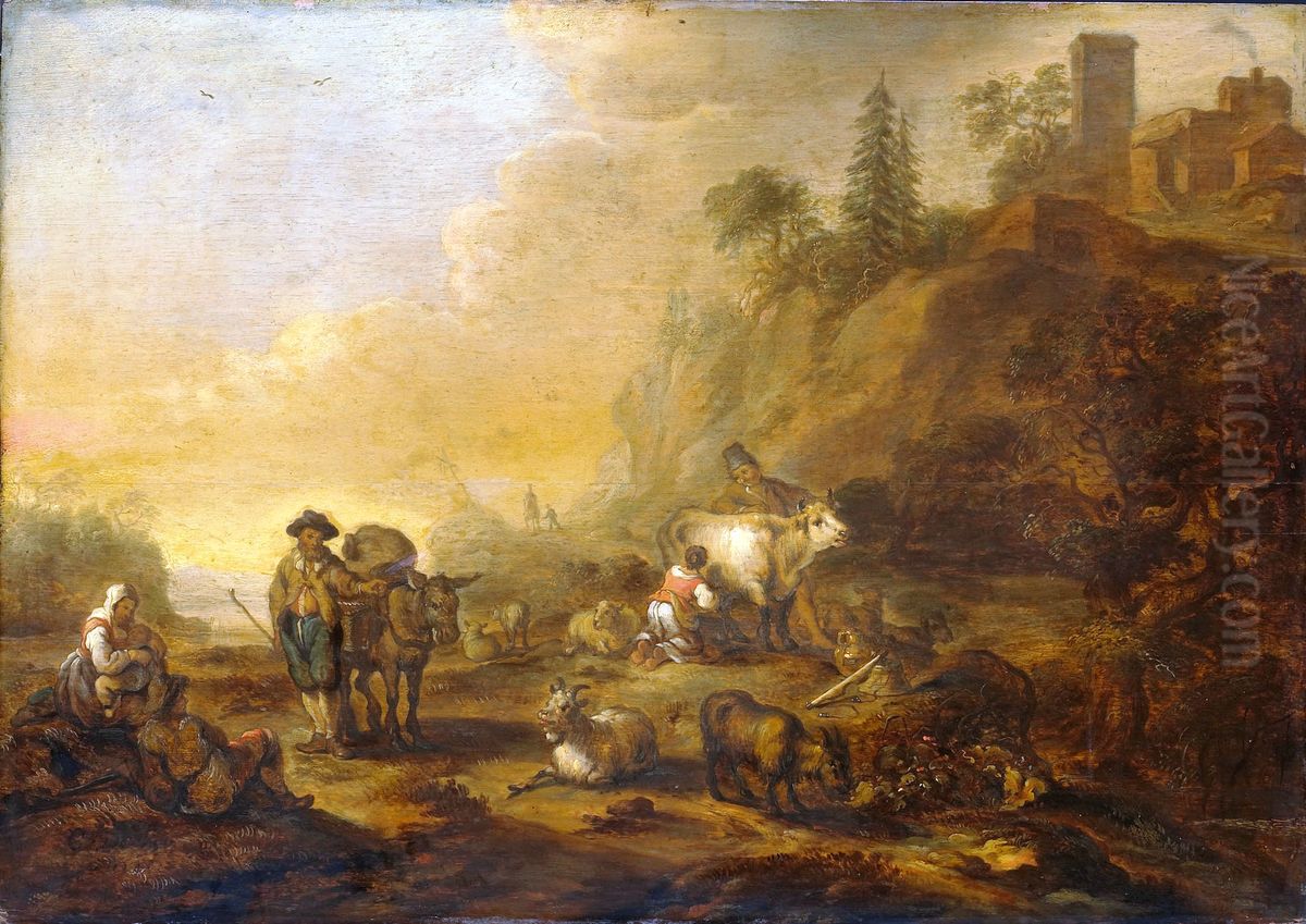 Landscape with Shepherds Oil Painting by Cornelis de Bie