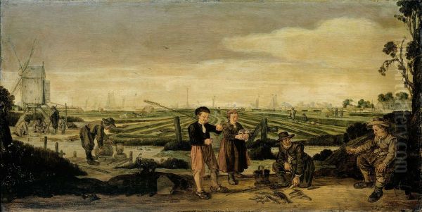 Vissers en boeren Oil Painting by Arent Arentsz