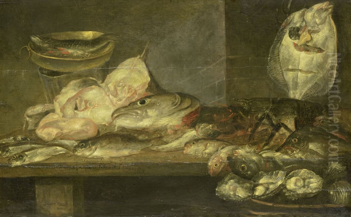 Still Life with Fish Oil Painting by Alexander Adriaenssen