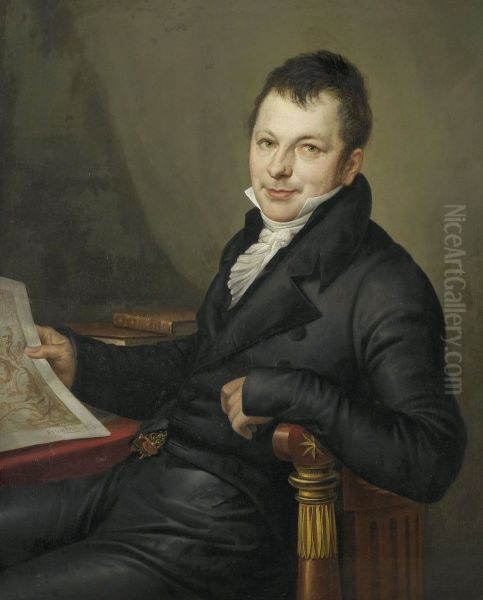 Johannes Hermanus Molkenboer (1773-1834). Kunstverzamelaar Oil Painting by Mattheus Ignatius van Bree
