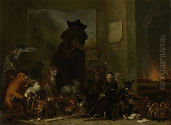 Satire op de berechting van Johan van Oldenbarnevelt Oil Painting by Cornelis Saftleven