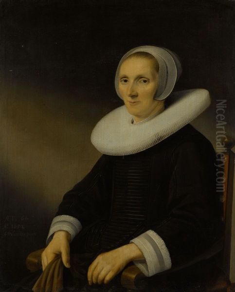 Portret van een vrouw, waarschijnlijk Jacobmina de Grebber (? -1666) Oil Painting by Anthonie Palamedesz.
