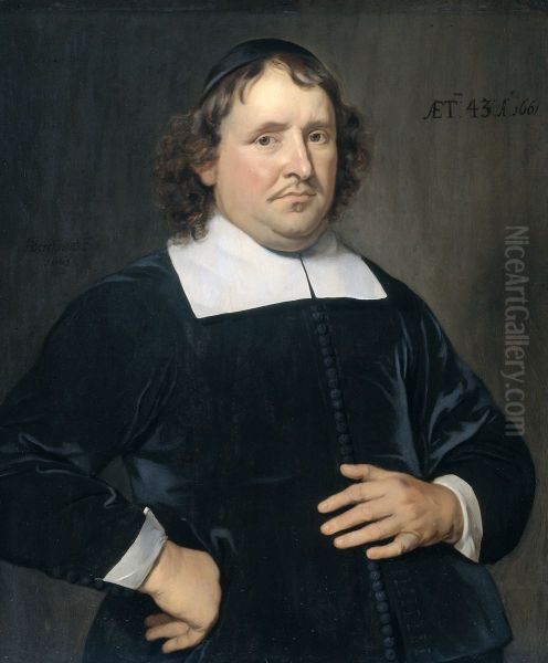 Thomas Pots (1618-89). Predikant te Vlissingen. Oil Painting by Hendrick Berckman