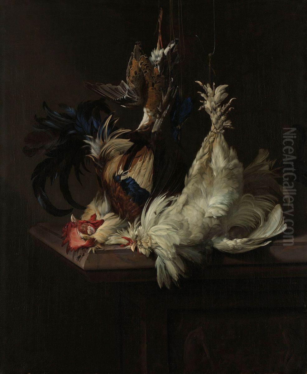 Still life with birds Oil Painting by Willem Van Aelst