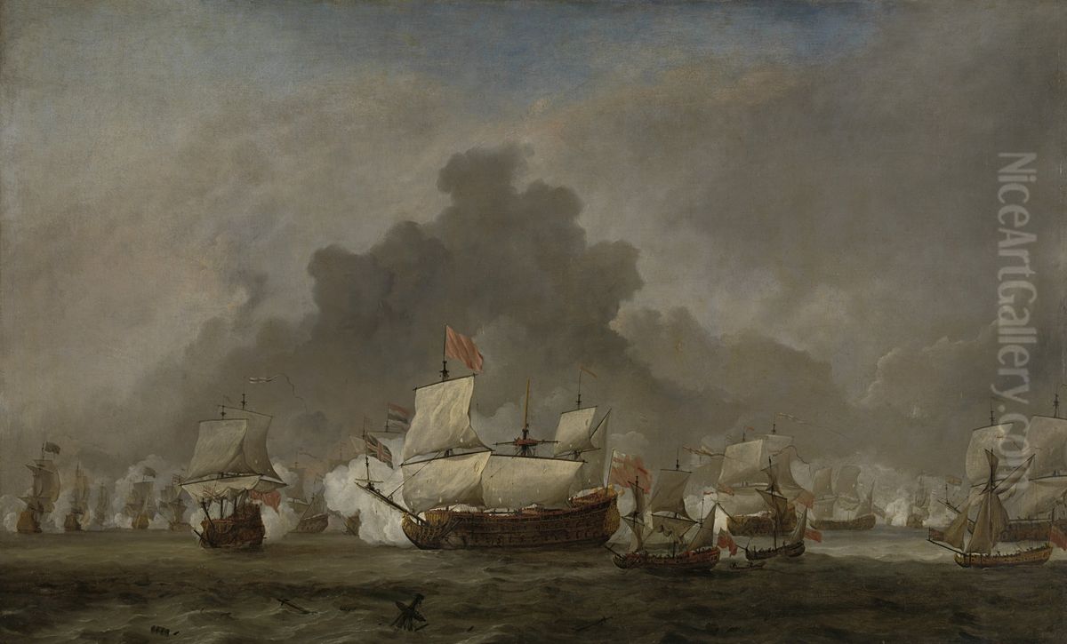 episode uit de Derde Engelse Zeeoorlog (1672-74) Oil Painting by Willem van de Velde the Younger