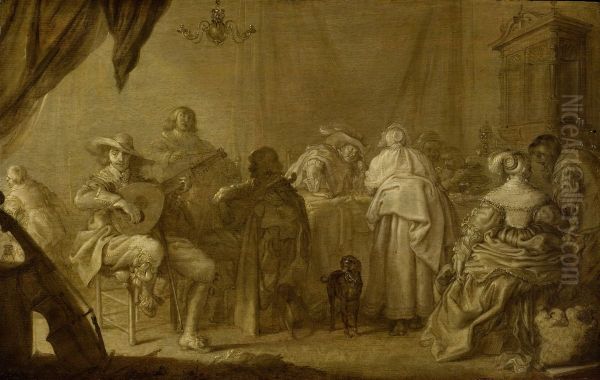 Musicerend gezelschap Oil Painting by Adriaen van de Venne