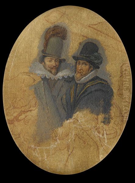 Portret van de prinsen Maurits (1567-1625) en Frederik Hendrik (1584-1647) Oil Painting by Adriaen van de Venne