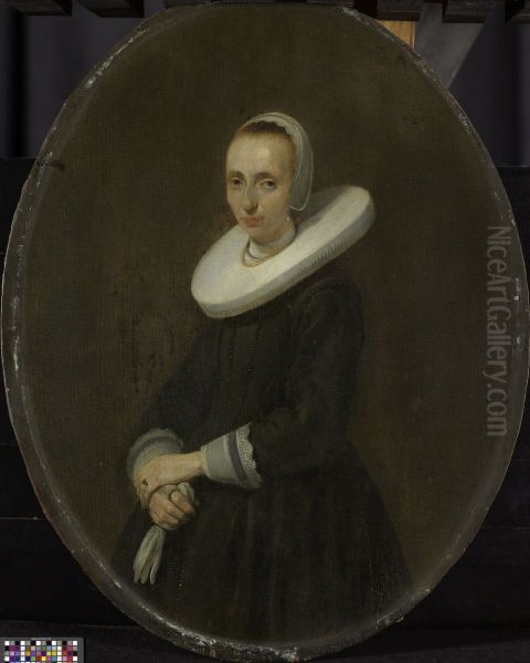 Johanna Bardoel (d after 1667). Wife of Gerard van der Schalcke Oil Painting by Gerard Ter Borch
