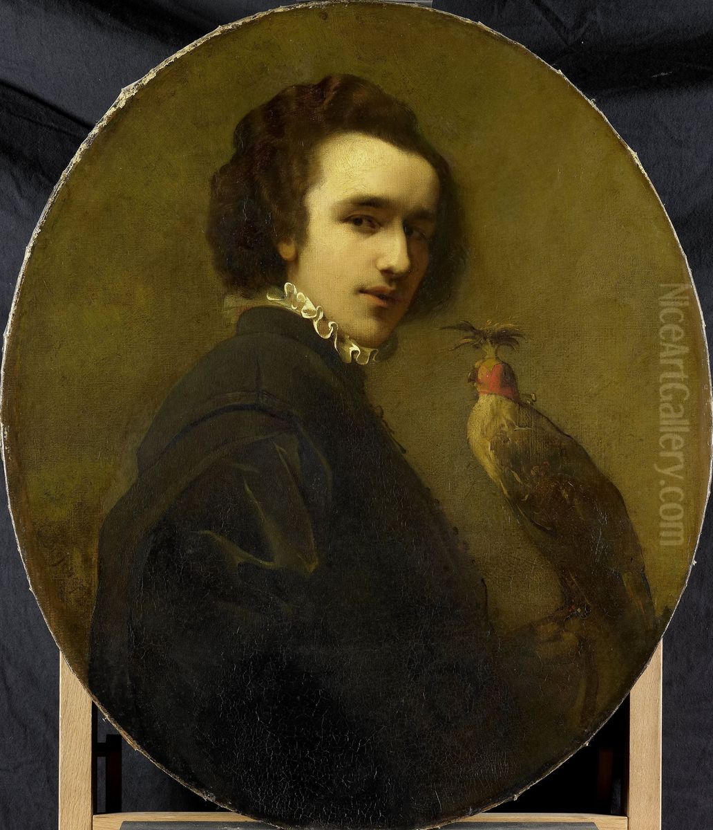 De valkenier. Oil Painting by Christoffel Bisschop